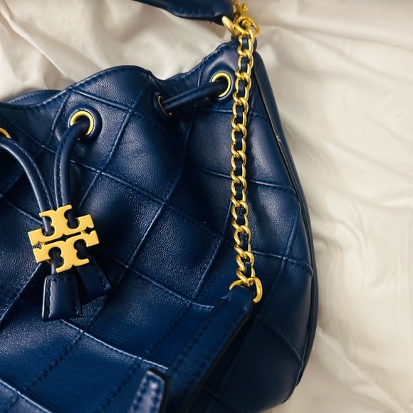 Tory Burch Fleming Leather Crossbody small dark blue royal bag. - Picture 10 of 10